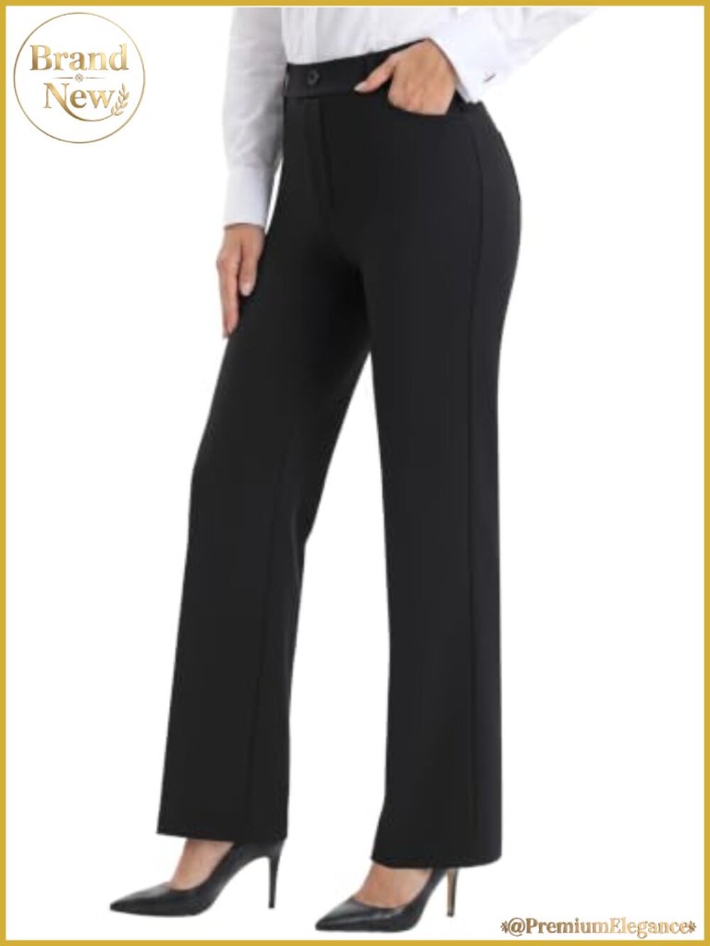 Womens Straight Leg Work Dress Pants High Waist Business Casual Slacks